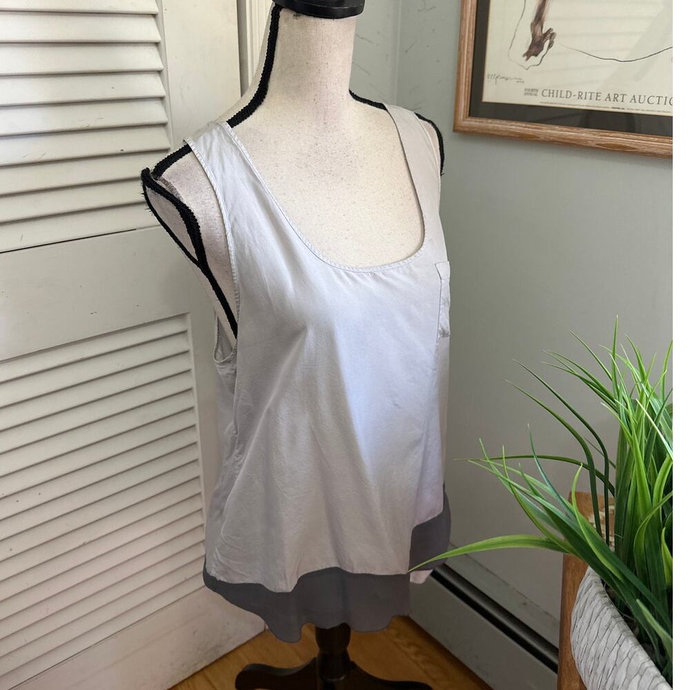 Banana Republic Top Womens Large Gray Silk Color Block Retro Y2K Minimalist Chic